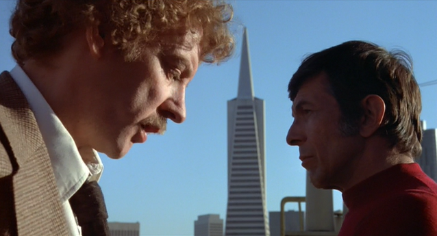 Donald Sutherland and Leonard Nimoy in INVASION OF THE BODY SNATCHERS (1978) 